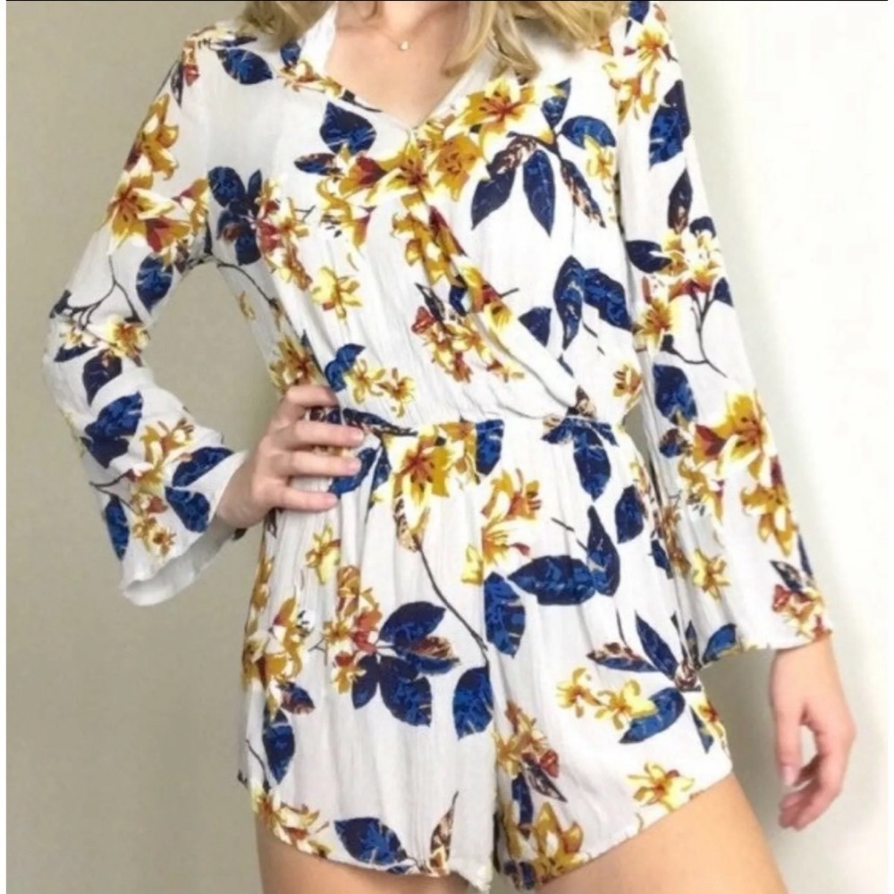 Purple floral romper